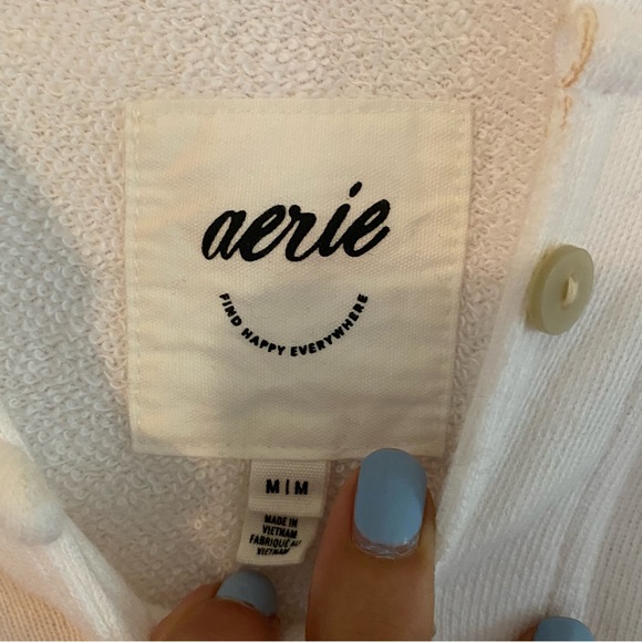 Aerie White Long Sleeve Oversize Hoodie Size Medium - Picture 9 of 12